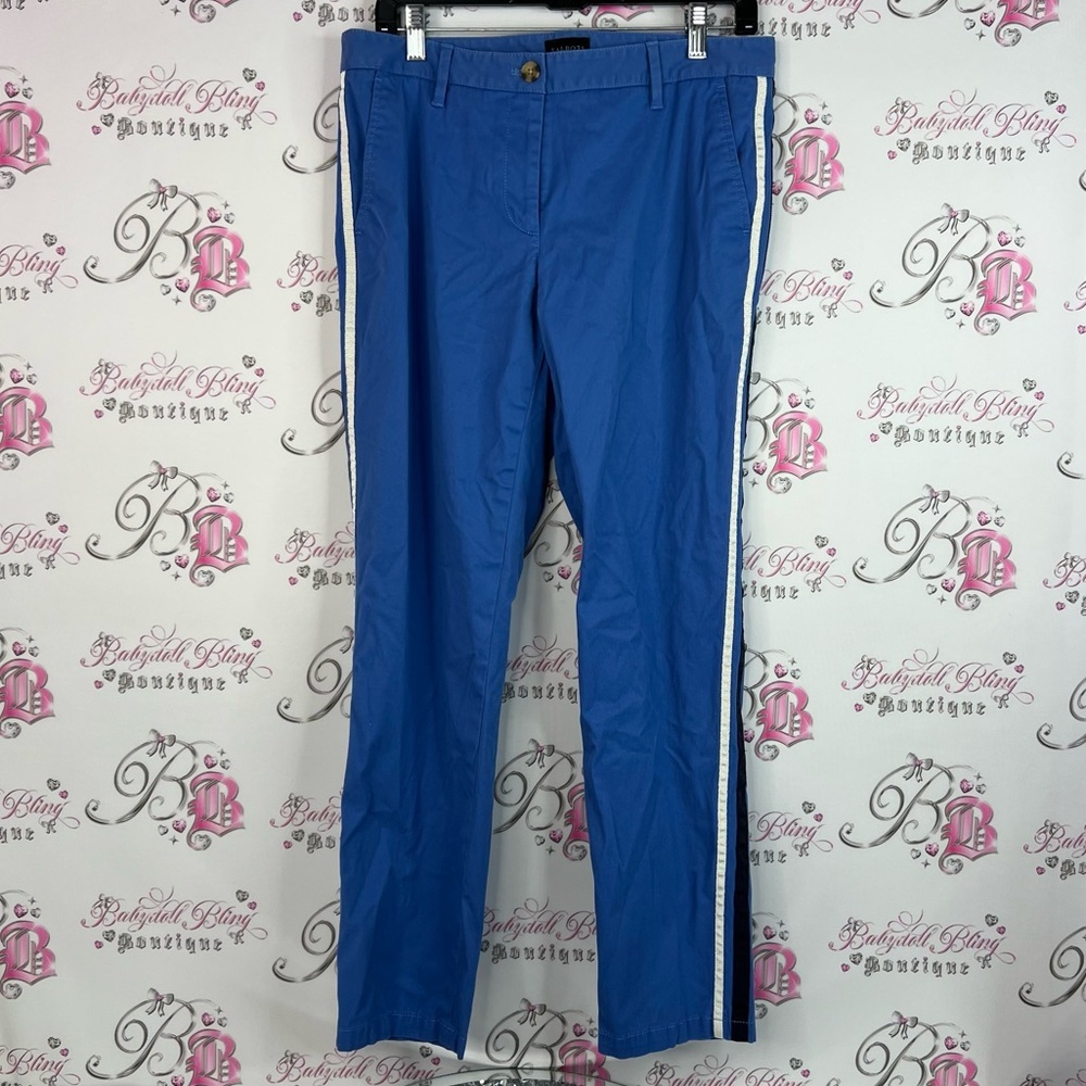 Talbots pants dressy pockets trouser Blue Pants with White Stripe